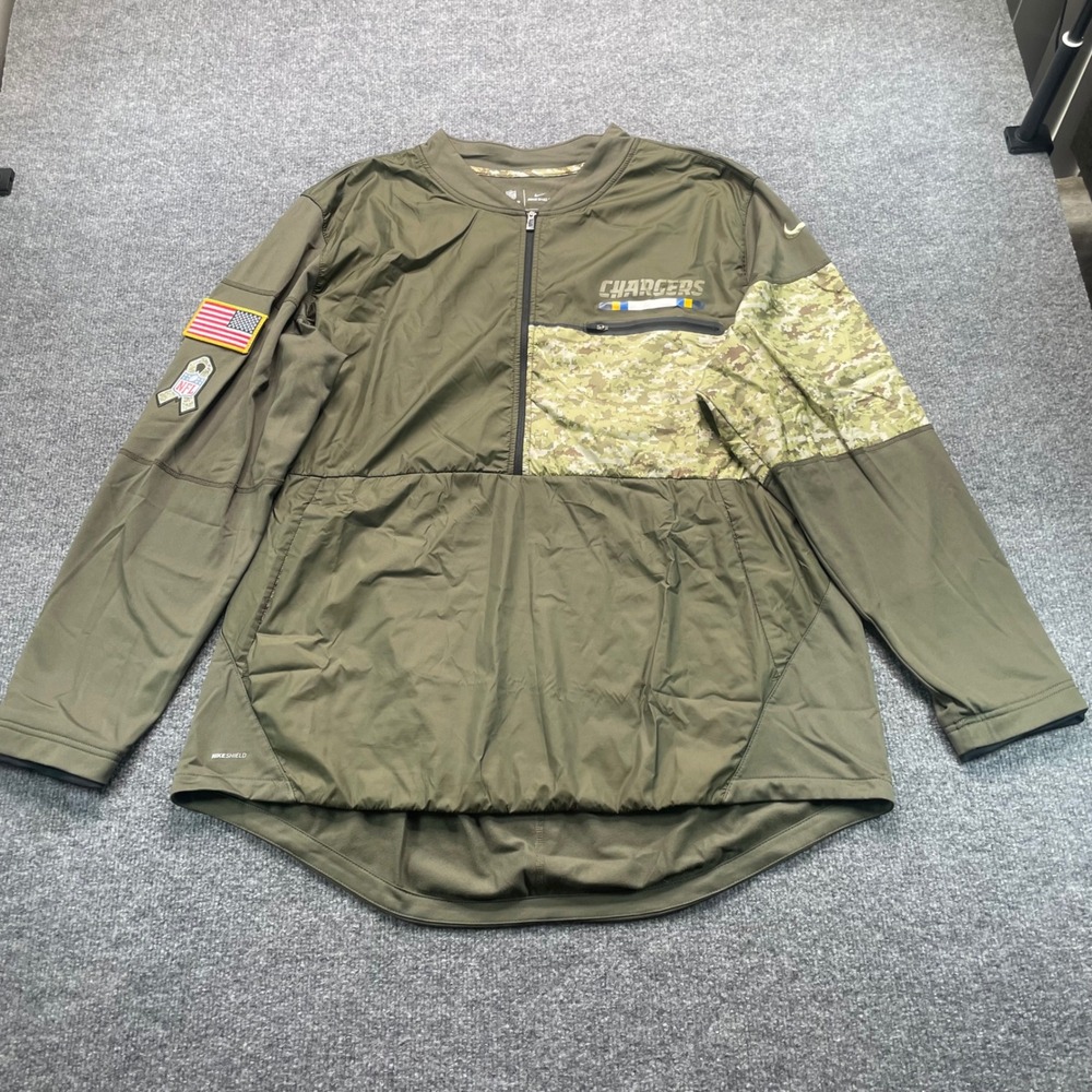 Nike Chargers Jacket Men's XXL Green Salute To Service Half Zip